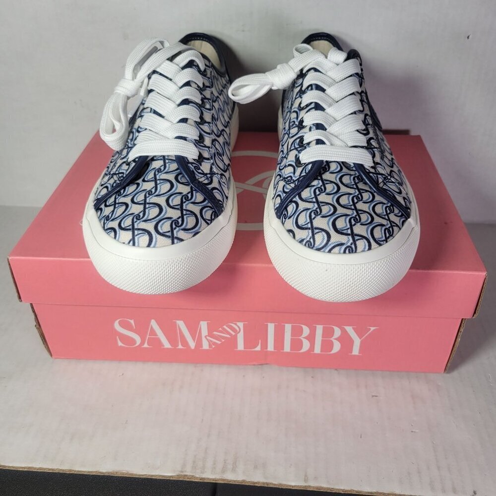 Sam & Libby Women Dina Blue Patterned Casual Canvas Lace Up Sneakers Size 8 - Picture 9 of 9